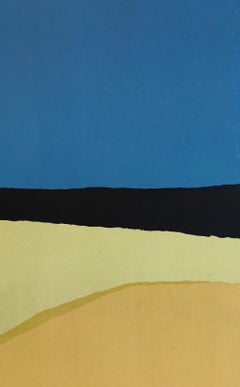 Sérigraphie moderniste israélienne de 1959 « Paysage avec mer » de Michael Gross Color Field
