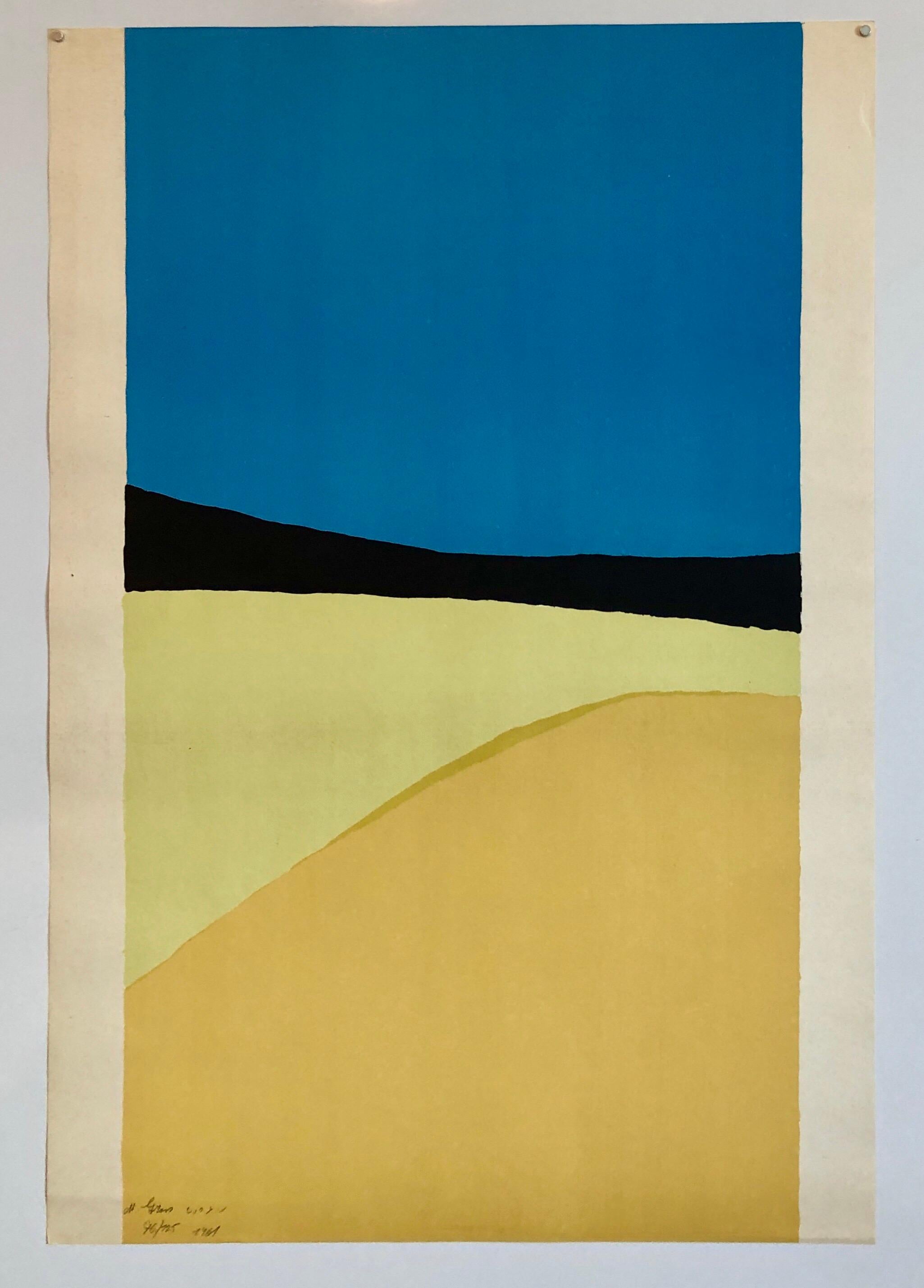 1959 Israeli Michael Gross Color Field Modernist Serigraph 