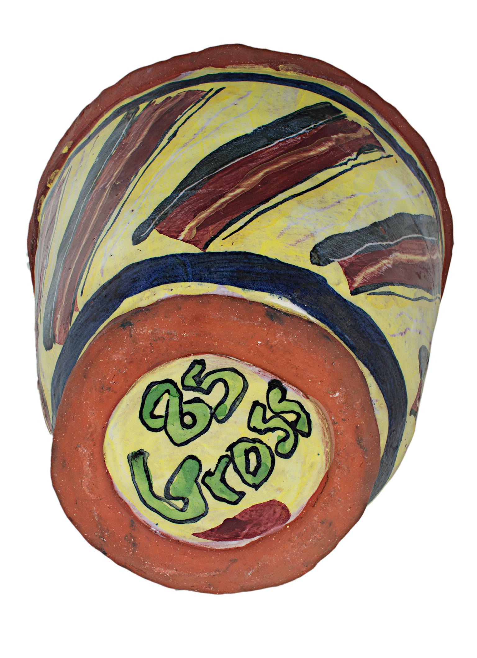 Gelbe Keramikschale mit Bakon „Basket Weave“, signiert von Michael Gross im Angebot 1