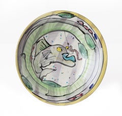 Vintage 'Bowl, Fish and Worm' ceramic, signed
