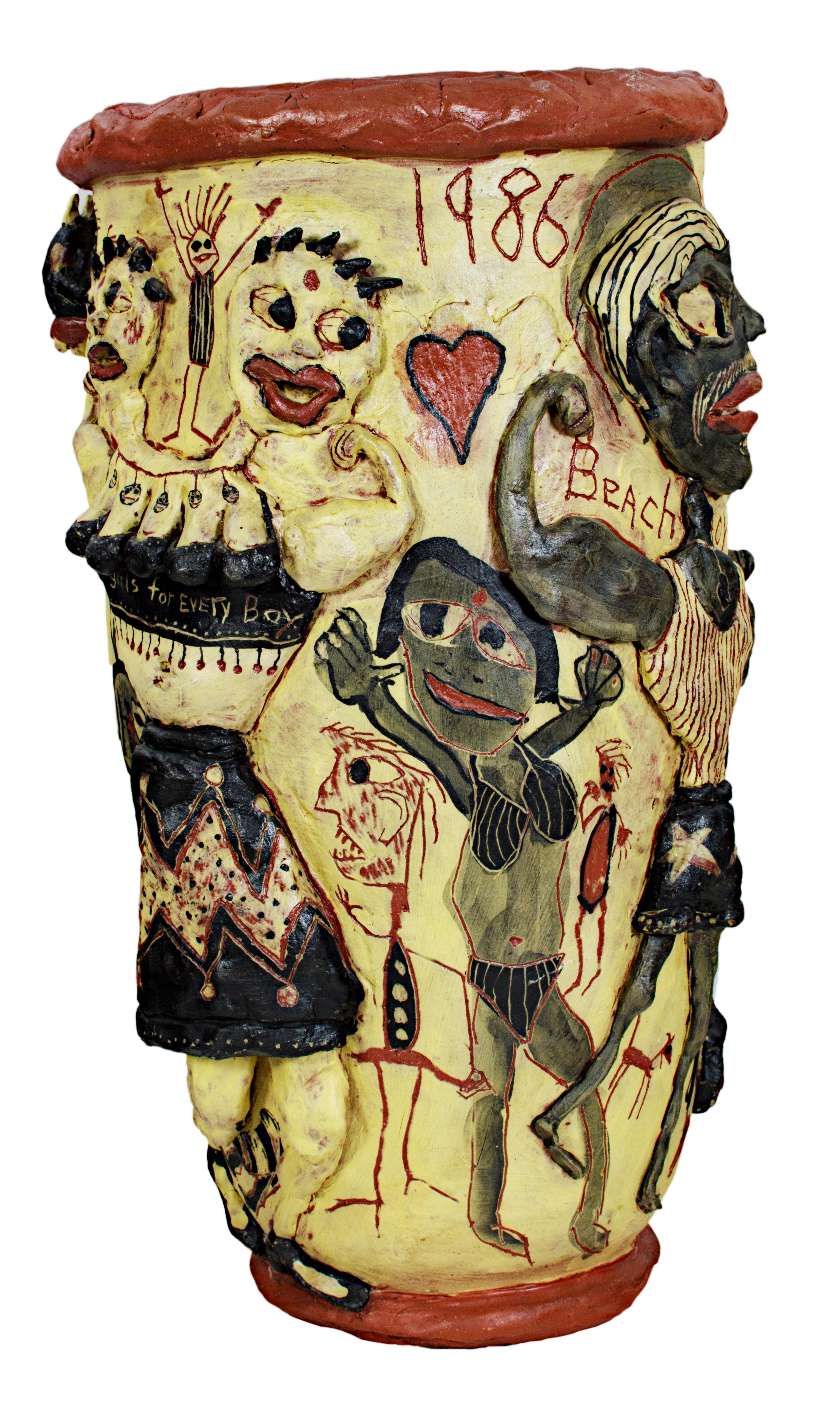 Originale Keramikvase „King of Farts“ mit Relief, signiert von Michael Gross im Angebot 1