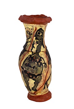 "Untitled Vase," Neo-Expressionist Ceramic Vase signed by Michael Gross