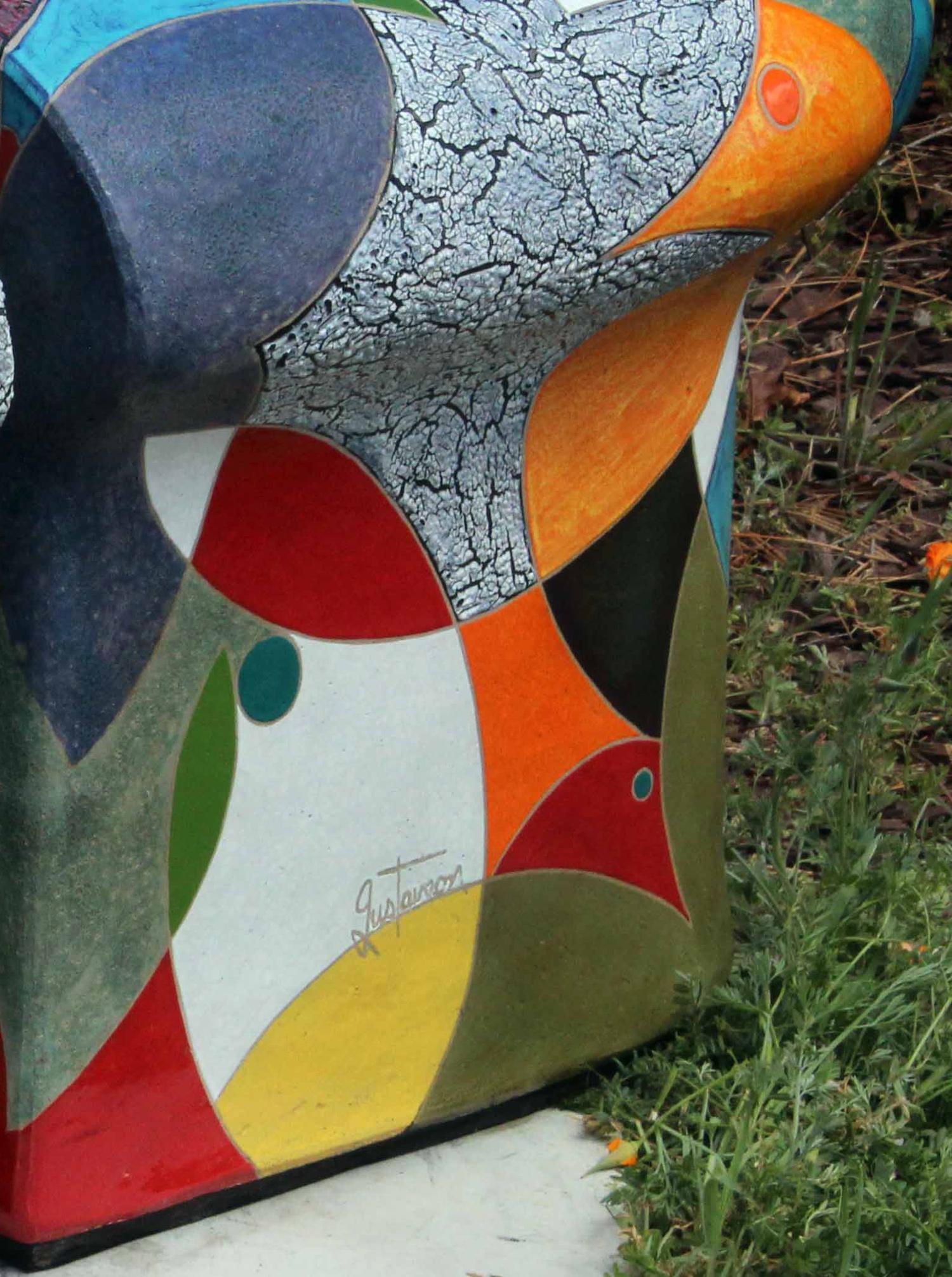 Modern Michael Gustavson Ceramic Indoor/Outdoor Colorful Bench 