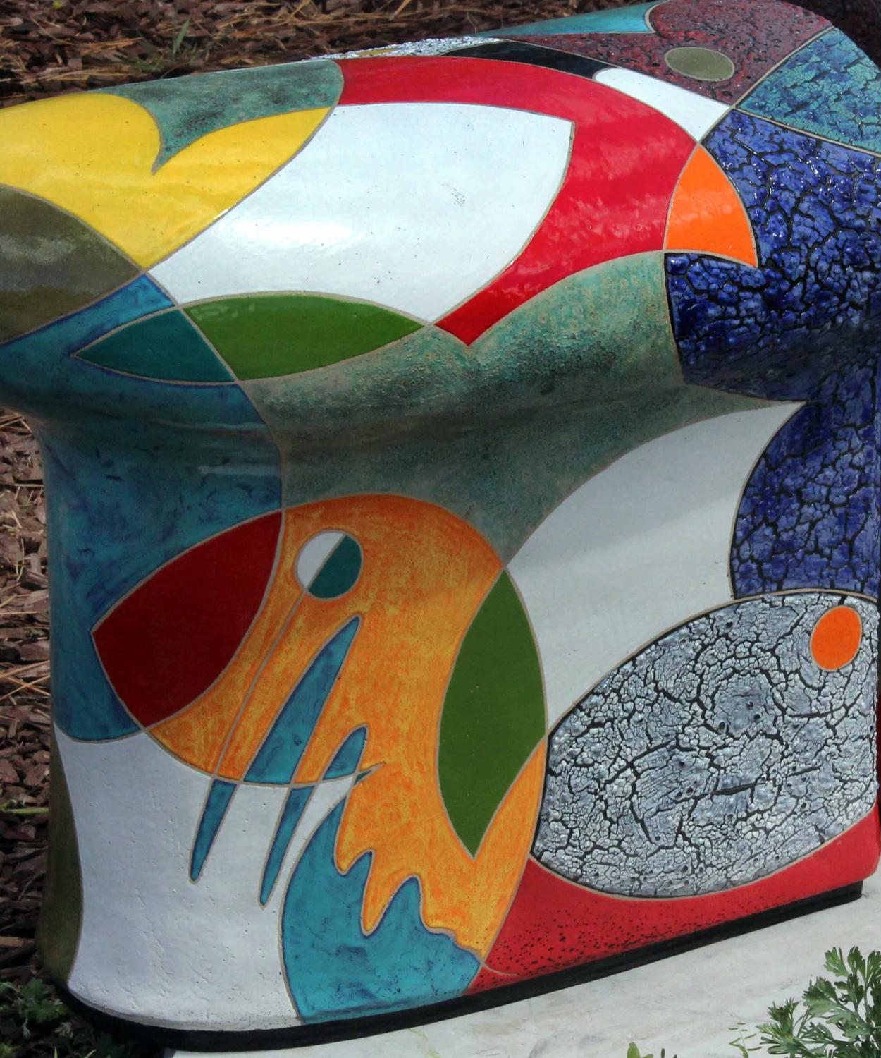 American Michael Gustavson Ceramic Indoor/Outdoor Colorful Bench 