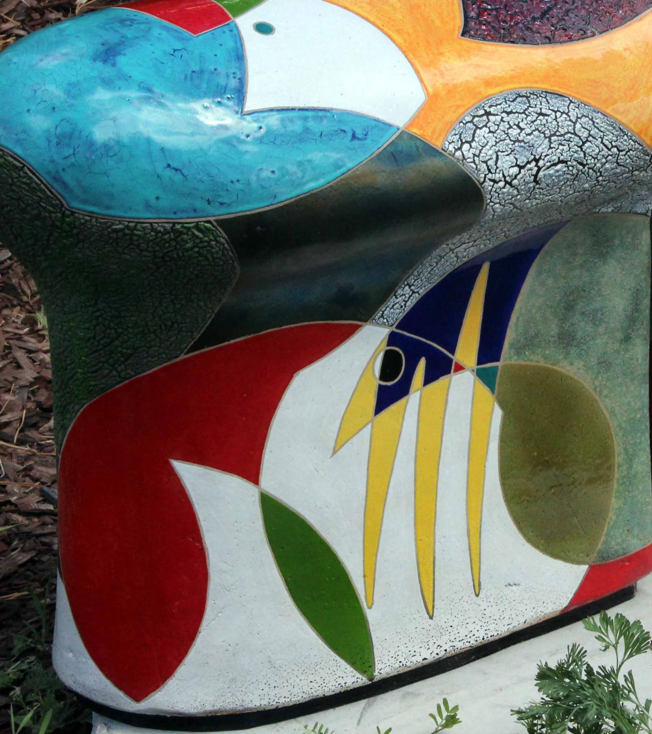 Fired Michael Gustavson Ceramic Indoor/Outdoor Colorful Bench 