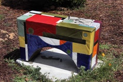 Michael Gustavson Ceramic Indoor/Outdoor small bench or table "Composition"