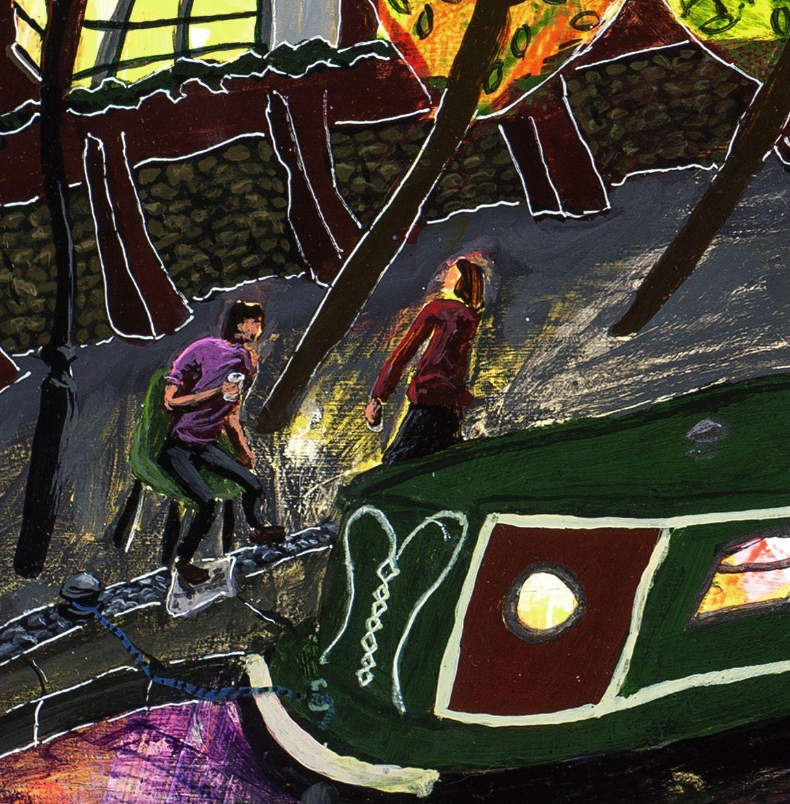 Castlefield No. 4 (an der Nacht.), Gemälde, Acryl auf anderem (Impressionismus), Painting, von Michael Gutteridge