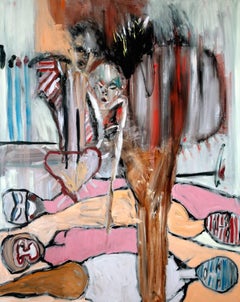 Covenant Between the Pieces. Expressionist figure Jewish religious oil painting