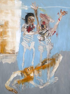 Life Goes On. Expressionist figurative painting, war art