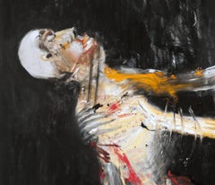 Michael Hafftka, An Arm's Length Transaction, oil painting of two men struggling