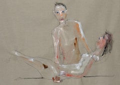 To the End of the World. Expressionist figurative oil painting of two lovers