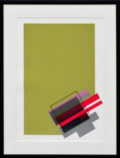 "Legato 2" - Serigrafia geometrica astratta color chartreuse