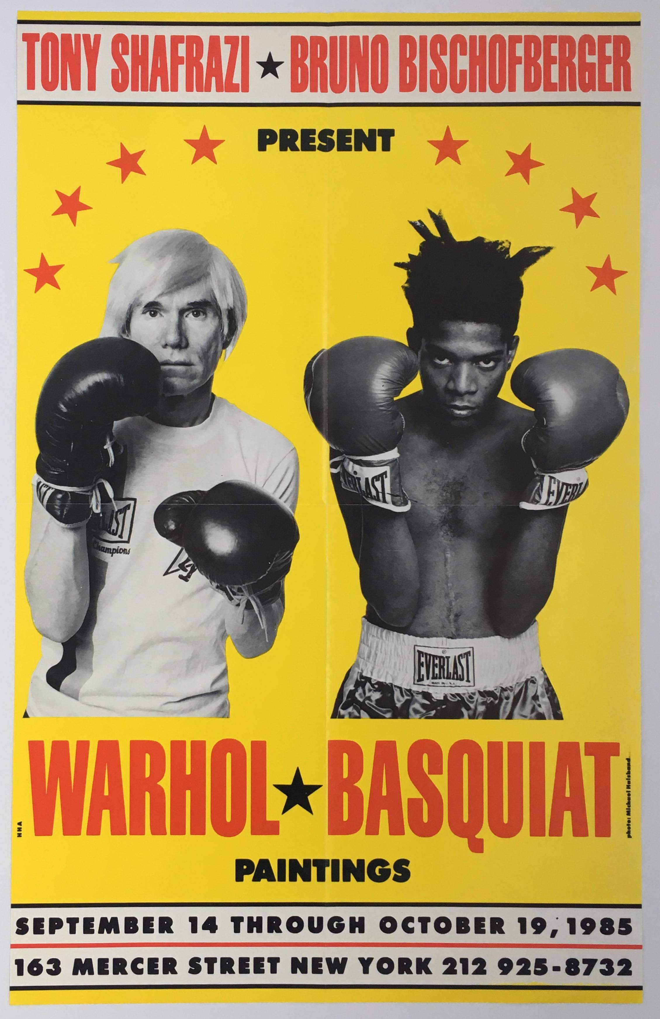 Andy Warhol:: Jean-Michel Basquiat Boxen 
Original Erstdruck Ausstellungsplakat für die 'Paintings' Show von 1985:: dieses Werk ist vielleicht das beständigste und populärste Bild der New Yorker Kunstszene der 1980er Jahre. Unter den begehrtesten