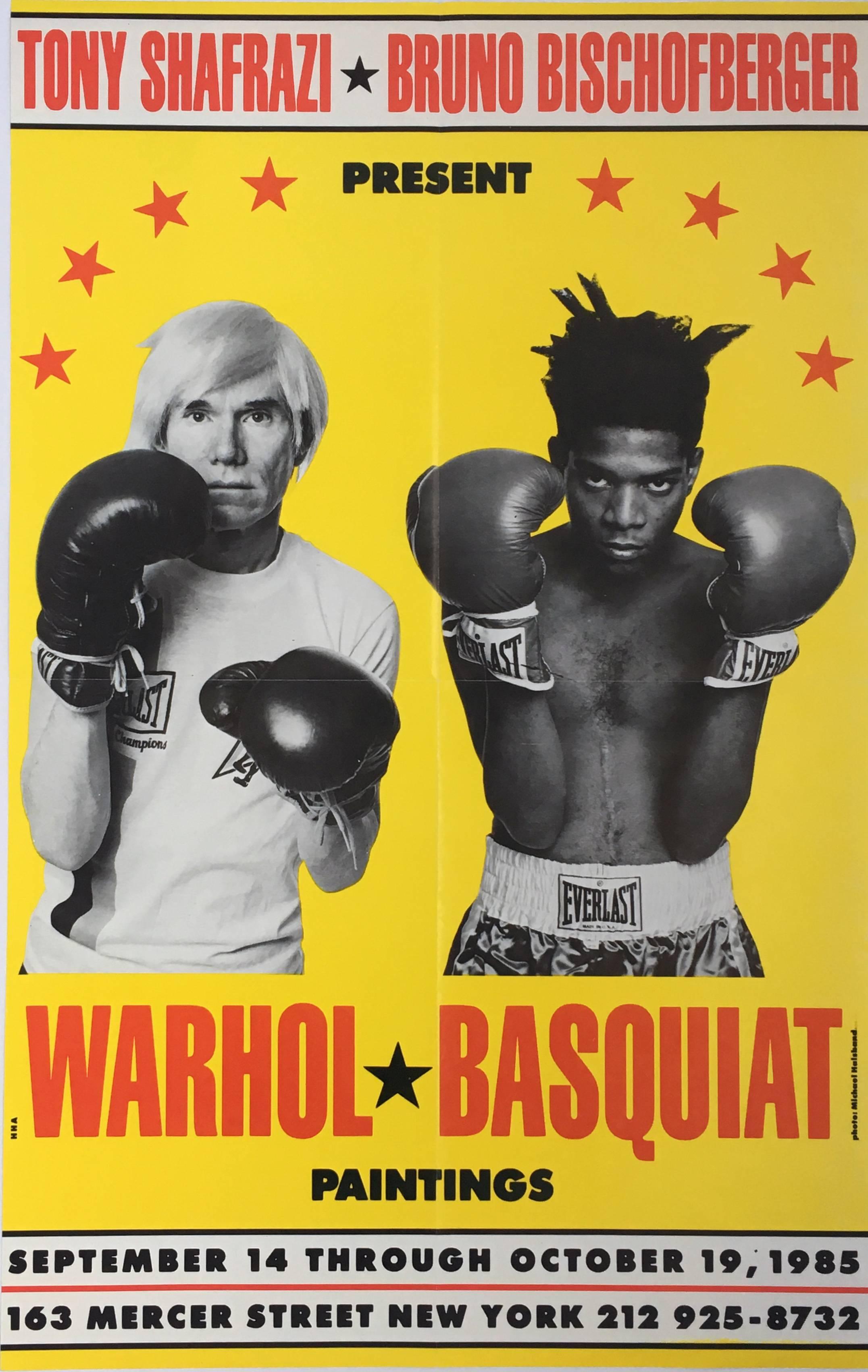 Warhol Basquiat Boxing Poster 1985 (Warhol Basquiat Kollaborationsposter) (Pop-Art), Print, von Michael Halsband