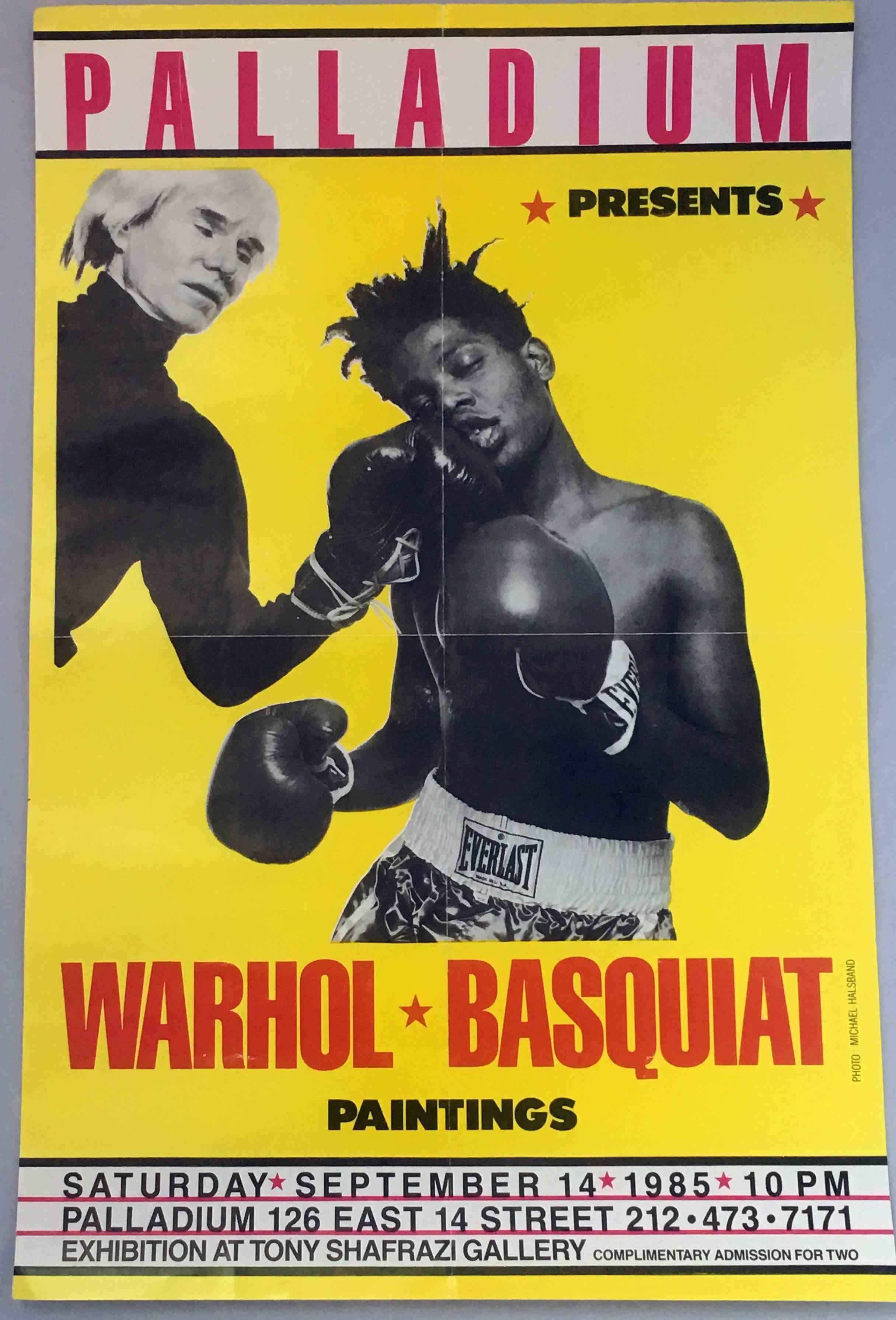 Warhol, Basquiat Boxing Poster (Shafrazi, The Palladium) - Print by Michael Halsband