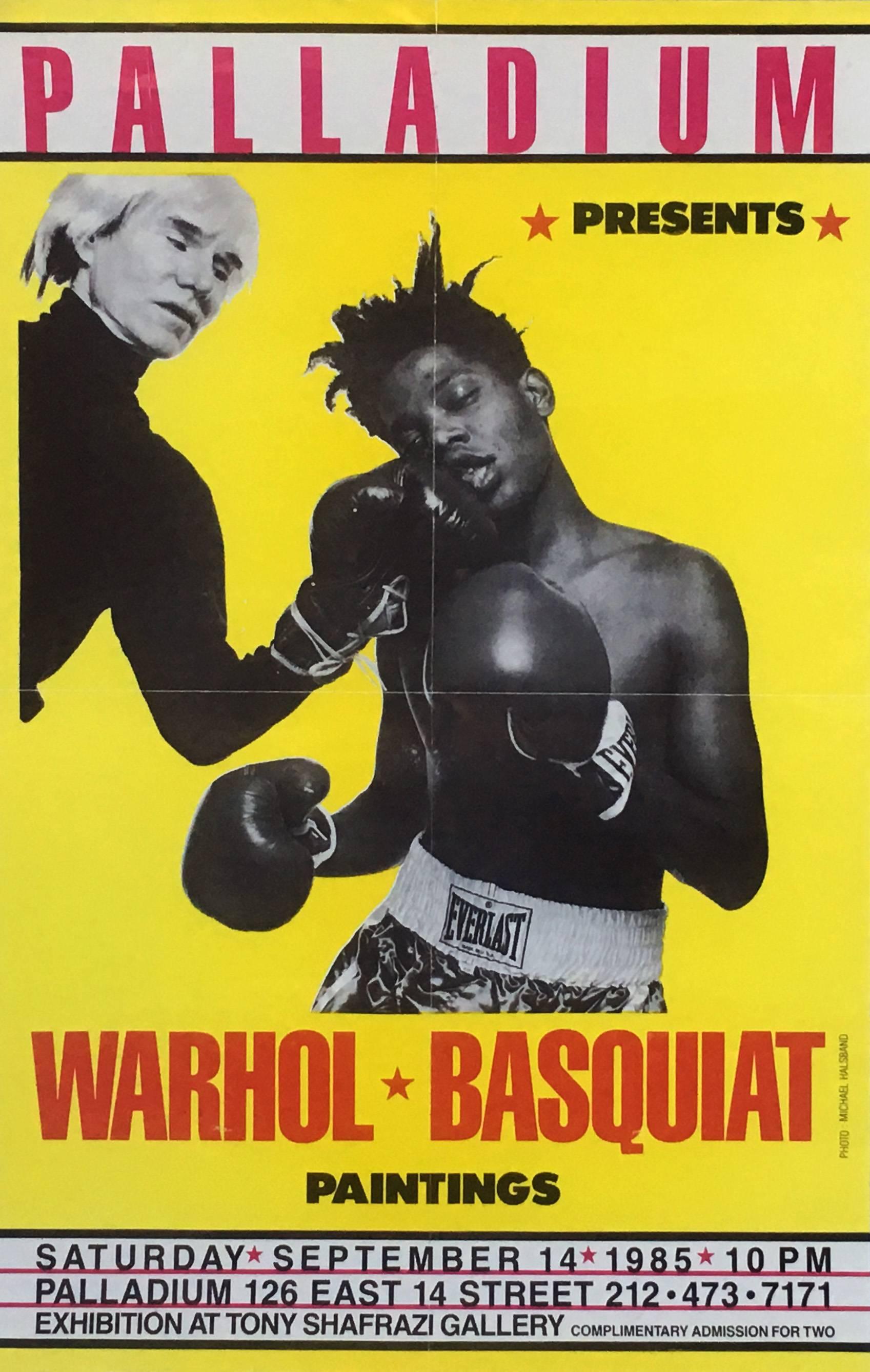 Michael Halsband Figurative Print - Warhol, Basquiat Boxing Poster (Shafrazi, The Palladium)