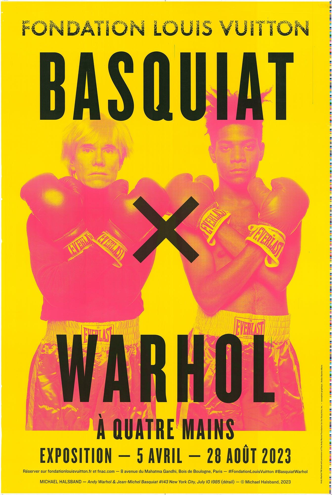 Original exhibition poster created to promote Basquiat × Warhol: À Quatre Mains at the Fondation Louis Vuitton in Paris. This historic exhibition celebrated the groundbreaking collaboration between Jean-Michel Basquiat and Andy Warhol, who together