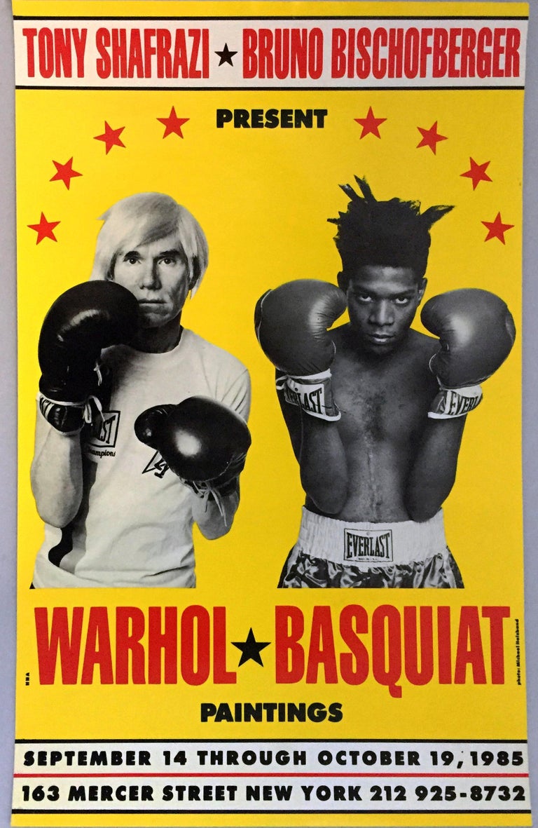 Warhol Basquiat Boxing Poster 1985 (Warhol Basquiat collaborations poster) - Pop Art Print by Michael Halsband