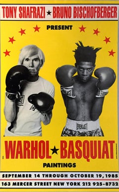 Affiche de boxe de Warhol « Basquiat Boxing » 1985 ( Affiche de collaboration avec Warhol sur Basquiat)