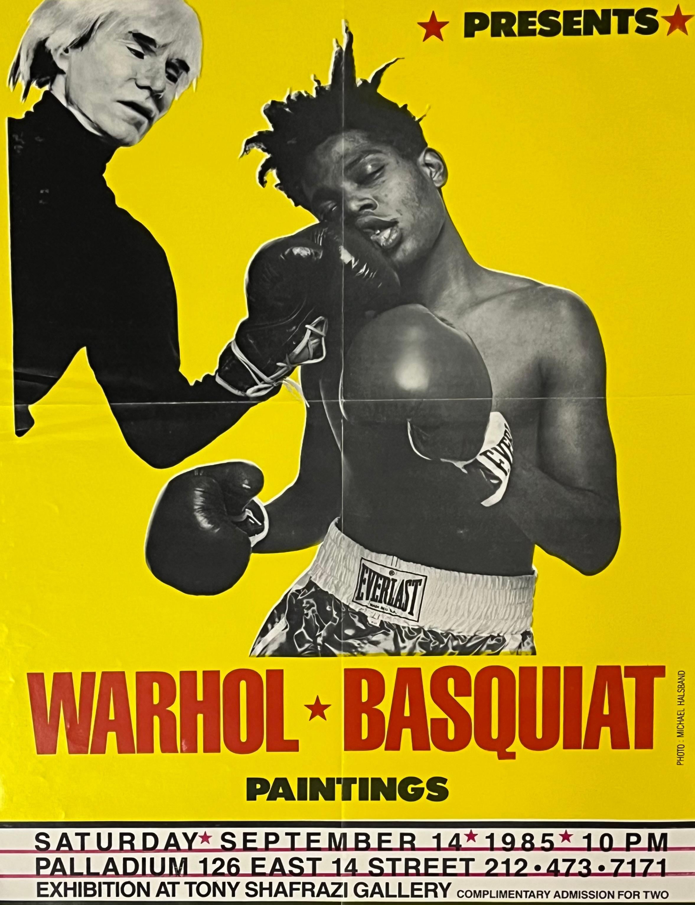 Warhol Basquiat Boxing Poster (Basquiat Warhol boxing The Palladium) - Print by Michael Halsband