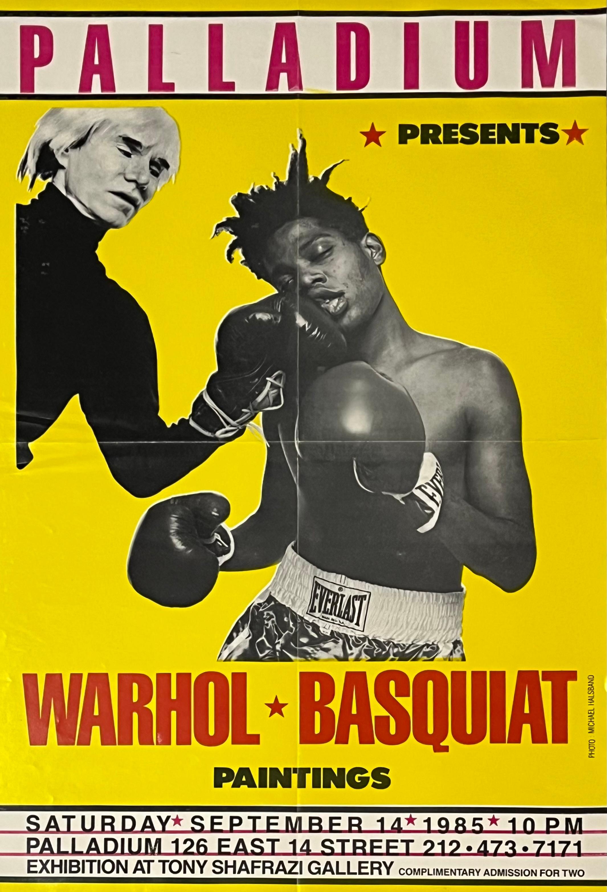 Figurative Print Michael Halsband - Affiche de boxe de Basquiat de Warhol (Basquiat Warhol boxing The Palladium)