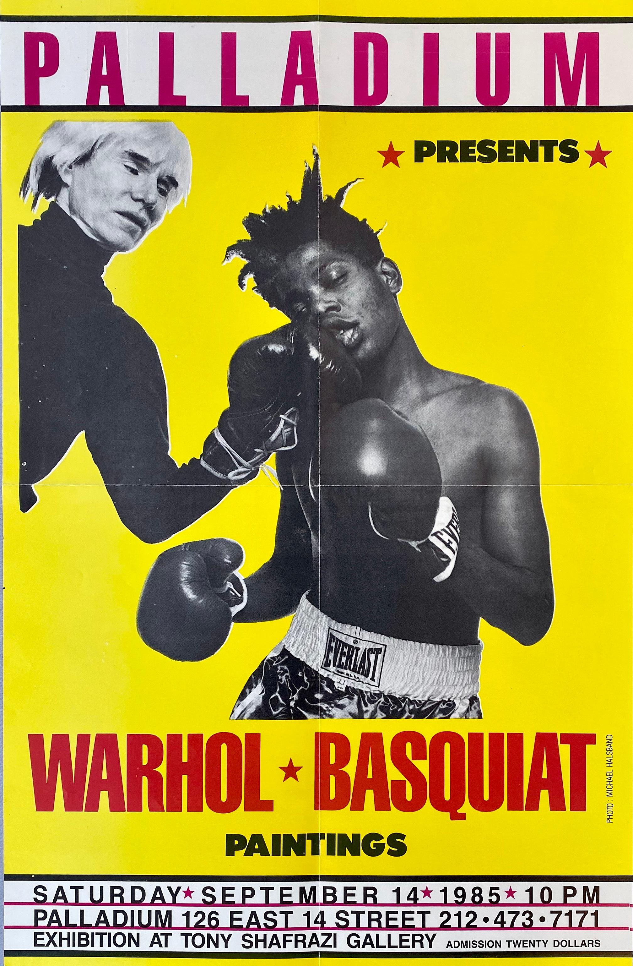 Warhol Basquiat Boxing Poster (Warhol Basquiat boxing invite The Palladium) - Print by Michael Halsband