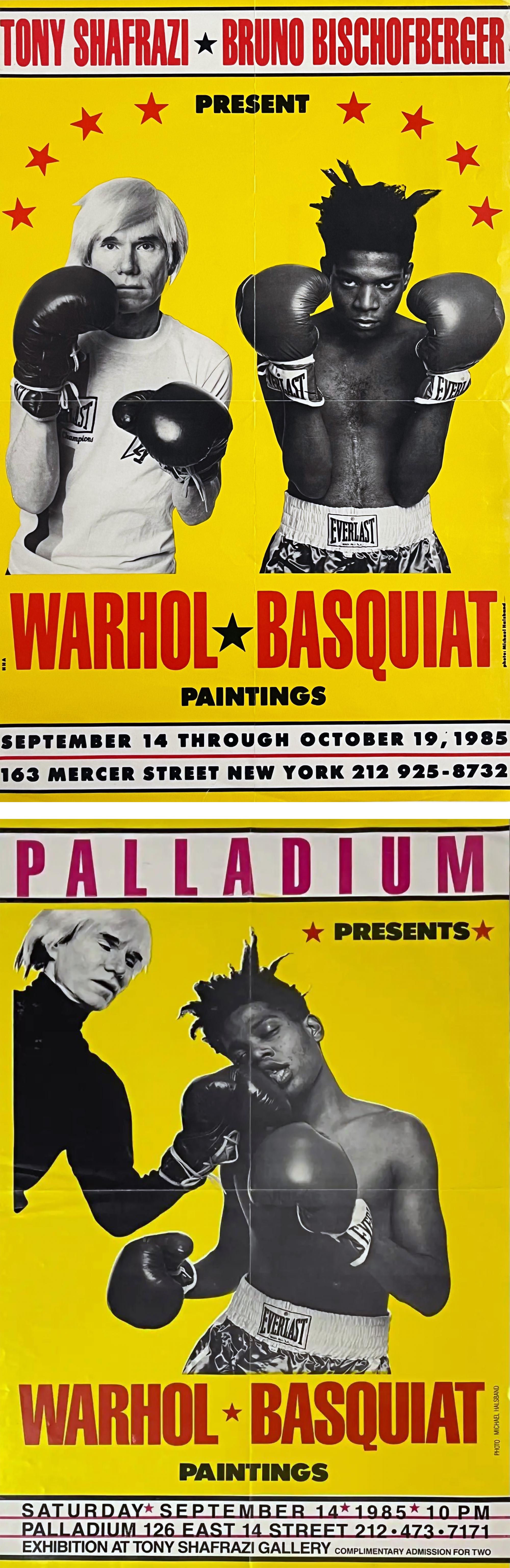 Warhol Basquiat Boxing Posters 1985 (Basquiat Warhol boxing 1985 set of 2) - Print de Michael Halsband