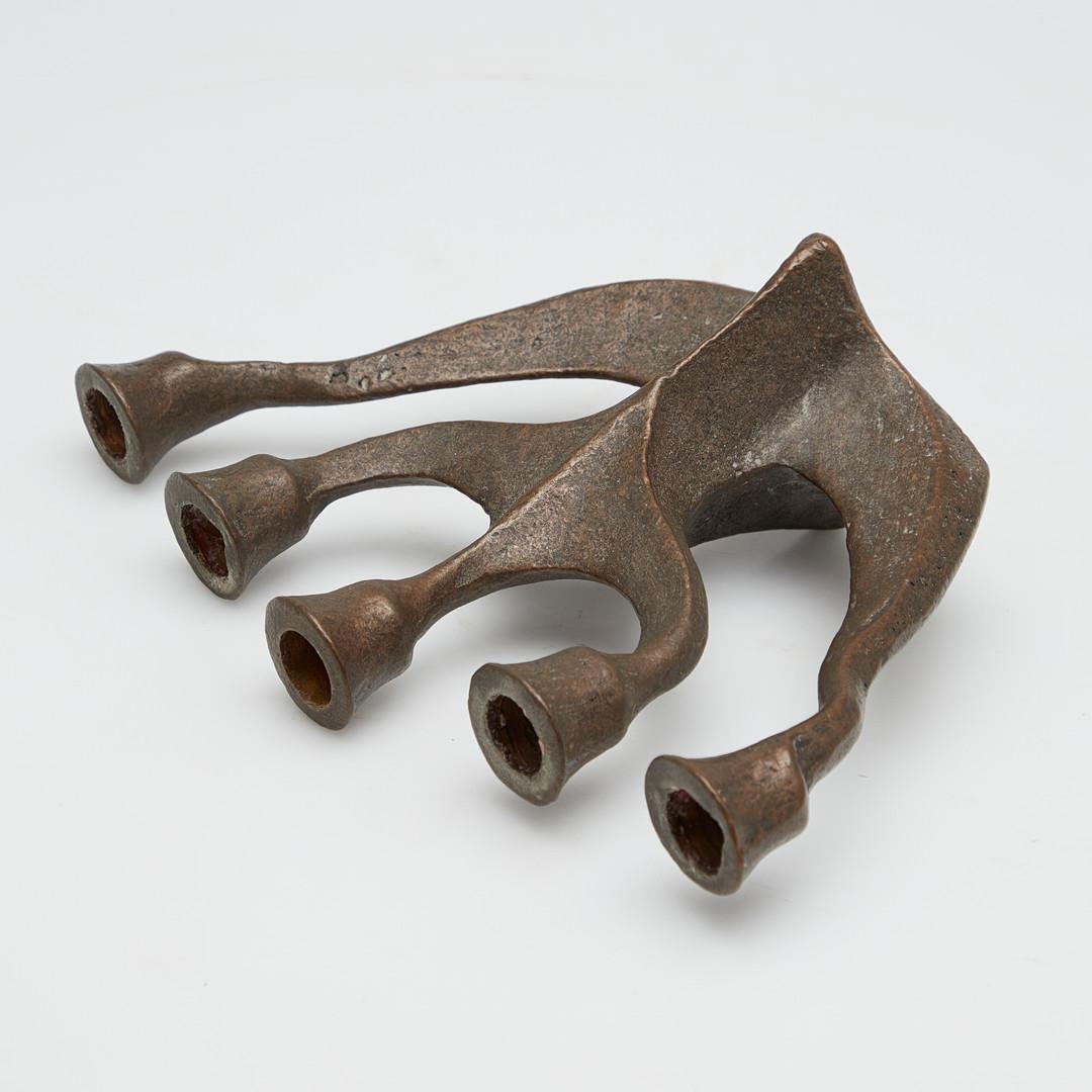 Late 20th Century Michael Harjes Brutalist 5-Lamp Candlestick, 1970's For Sale