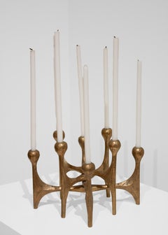 Michael Harjes Brutalist Bronze Candlestick
