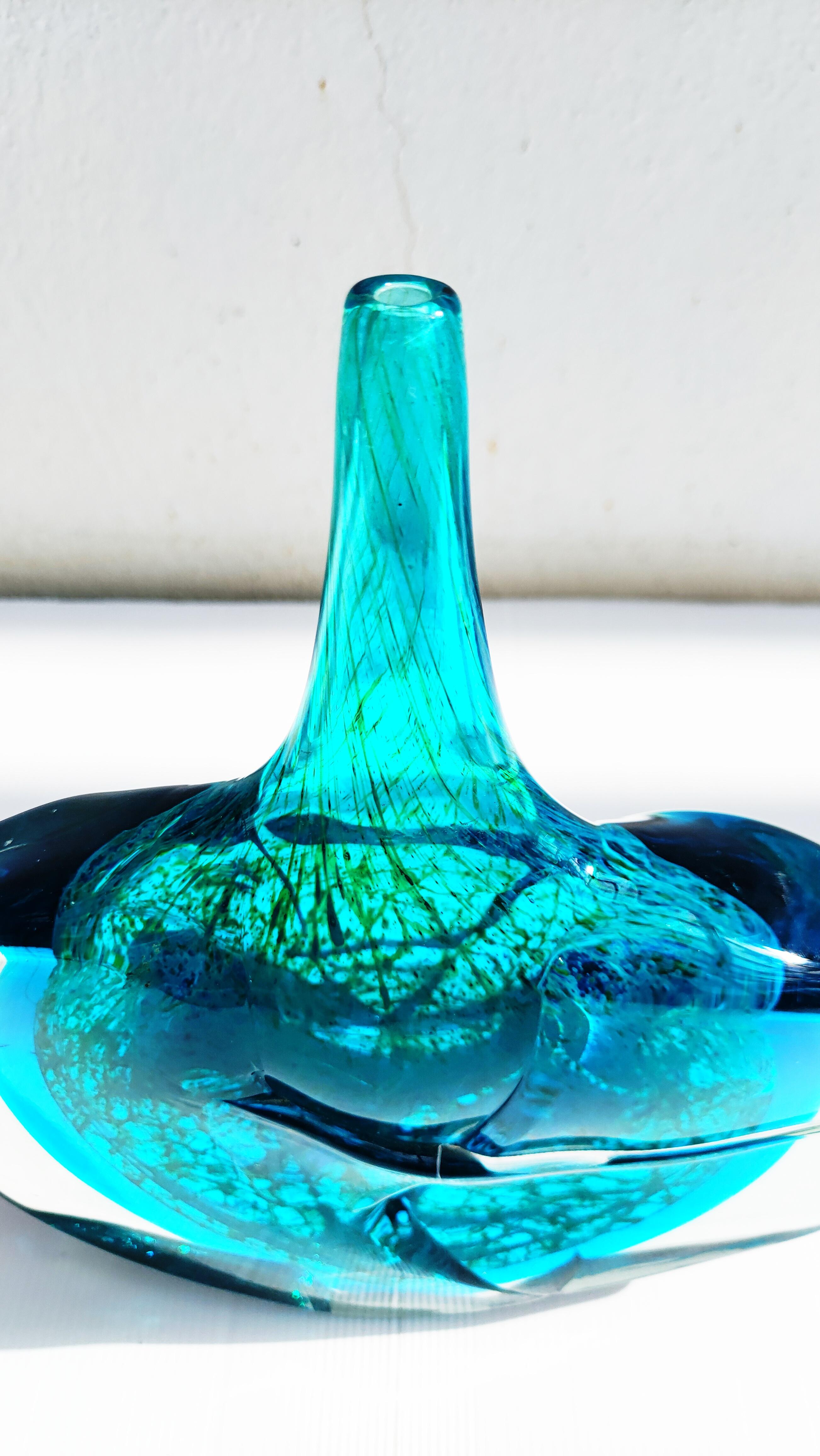 Michael Harris Fish Head Vase by Mdina Art Glass, Italy, 1970s In Good Condition For Sale In L'Escala, ES