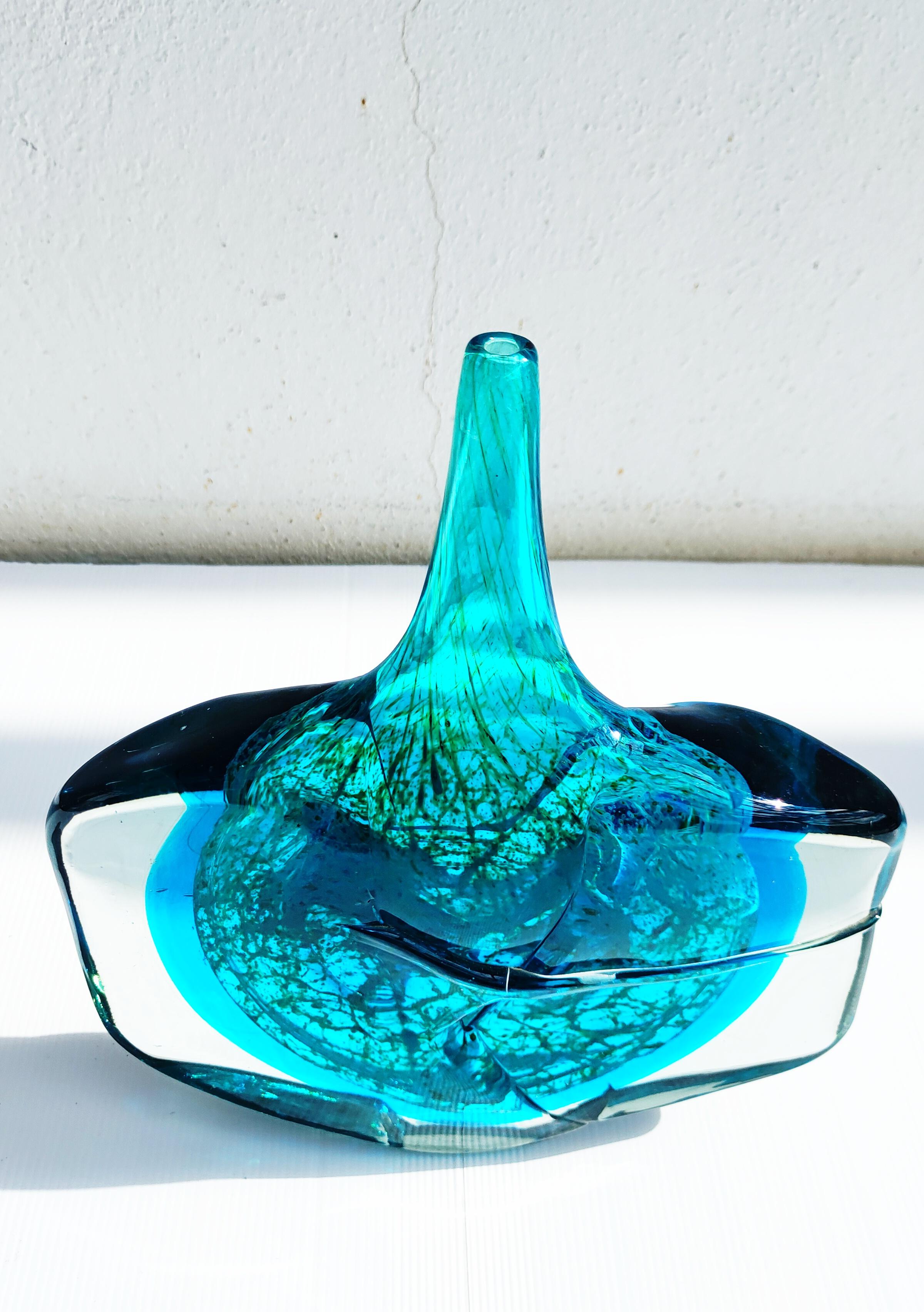 20th Century Michael Harris Fish Head Vase by Mdina Art Glass, Italy, 1970s For Sale