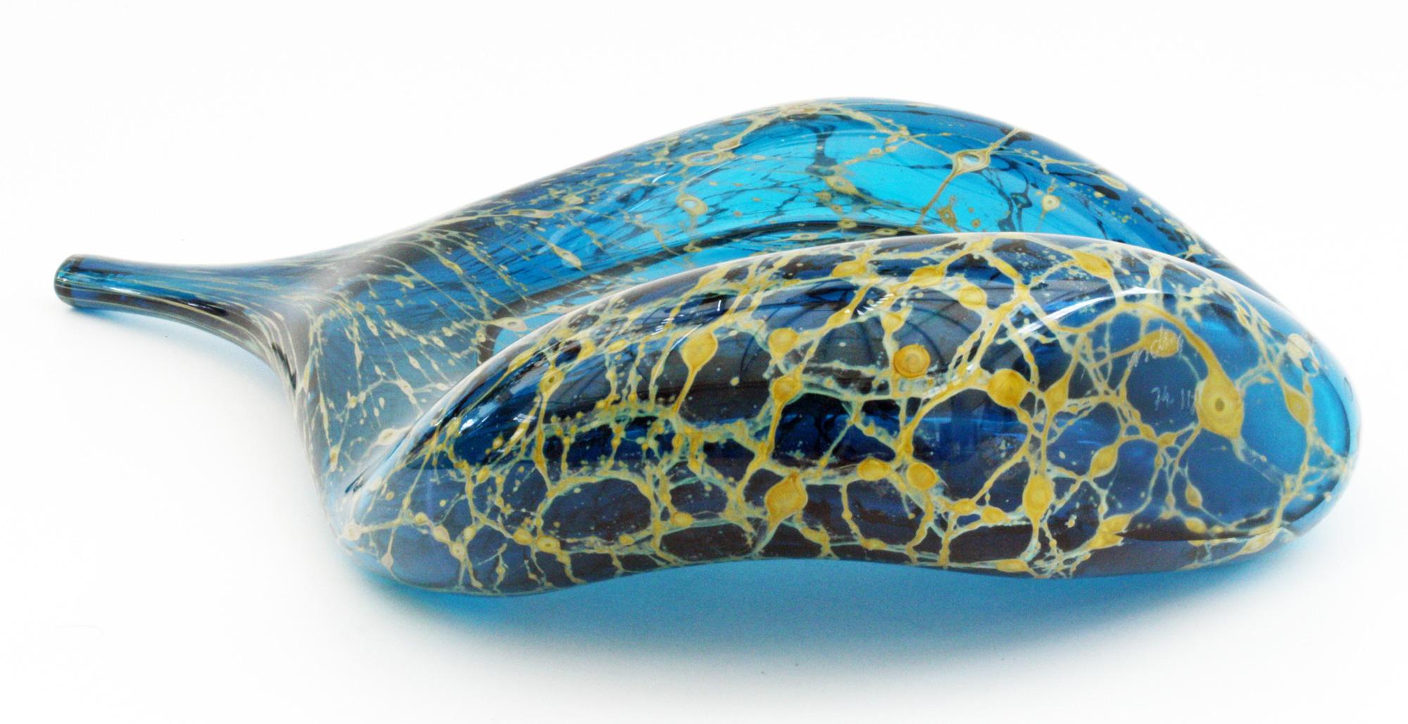 Late 20th Century Michael Harris for Mdina Glass Wave Shape Bottle Vase, Dated 1974