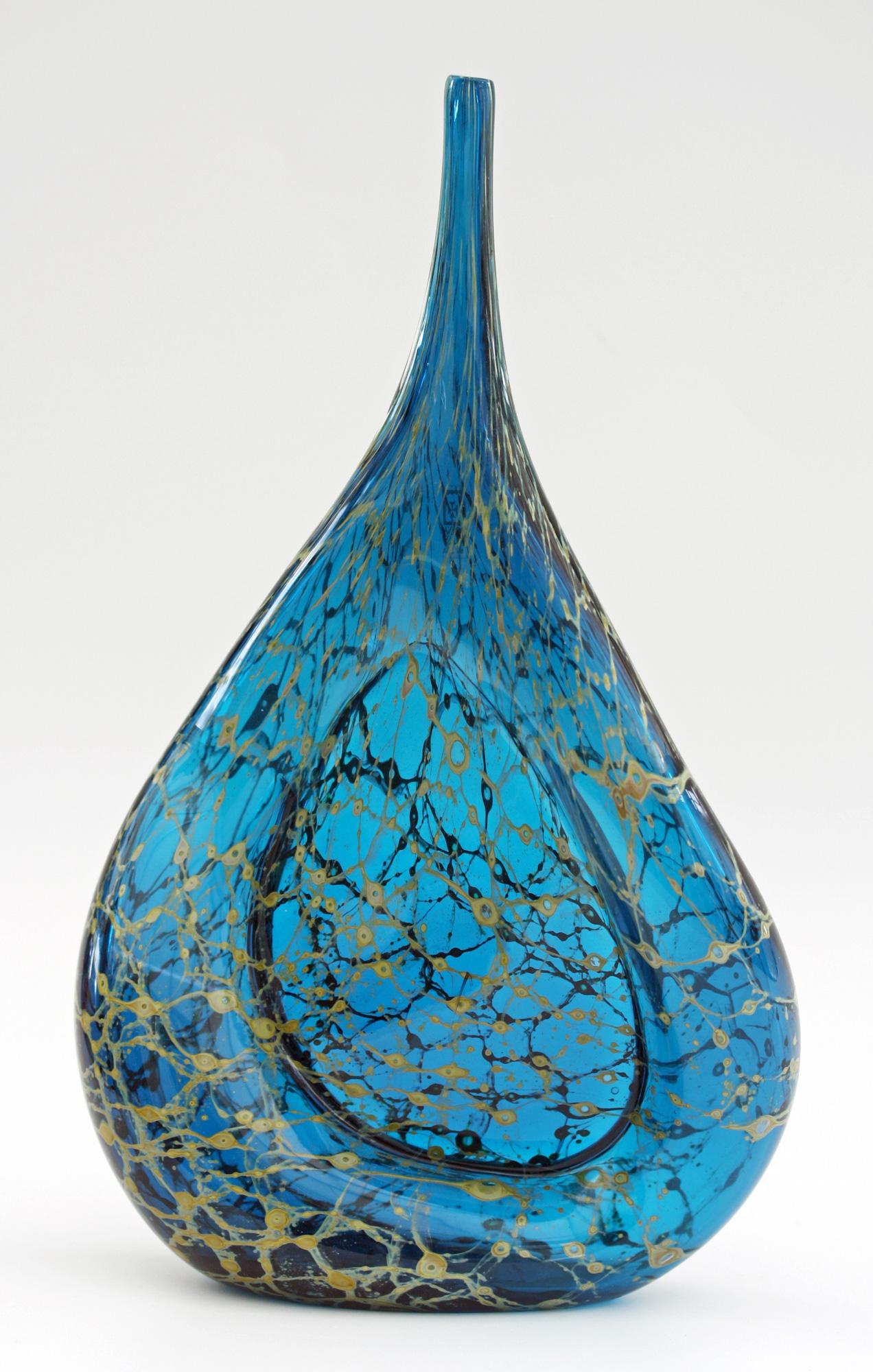 Michael Harris for Mdina Glass Wave Shape Bottle Vase, Dated 1974 3