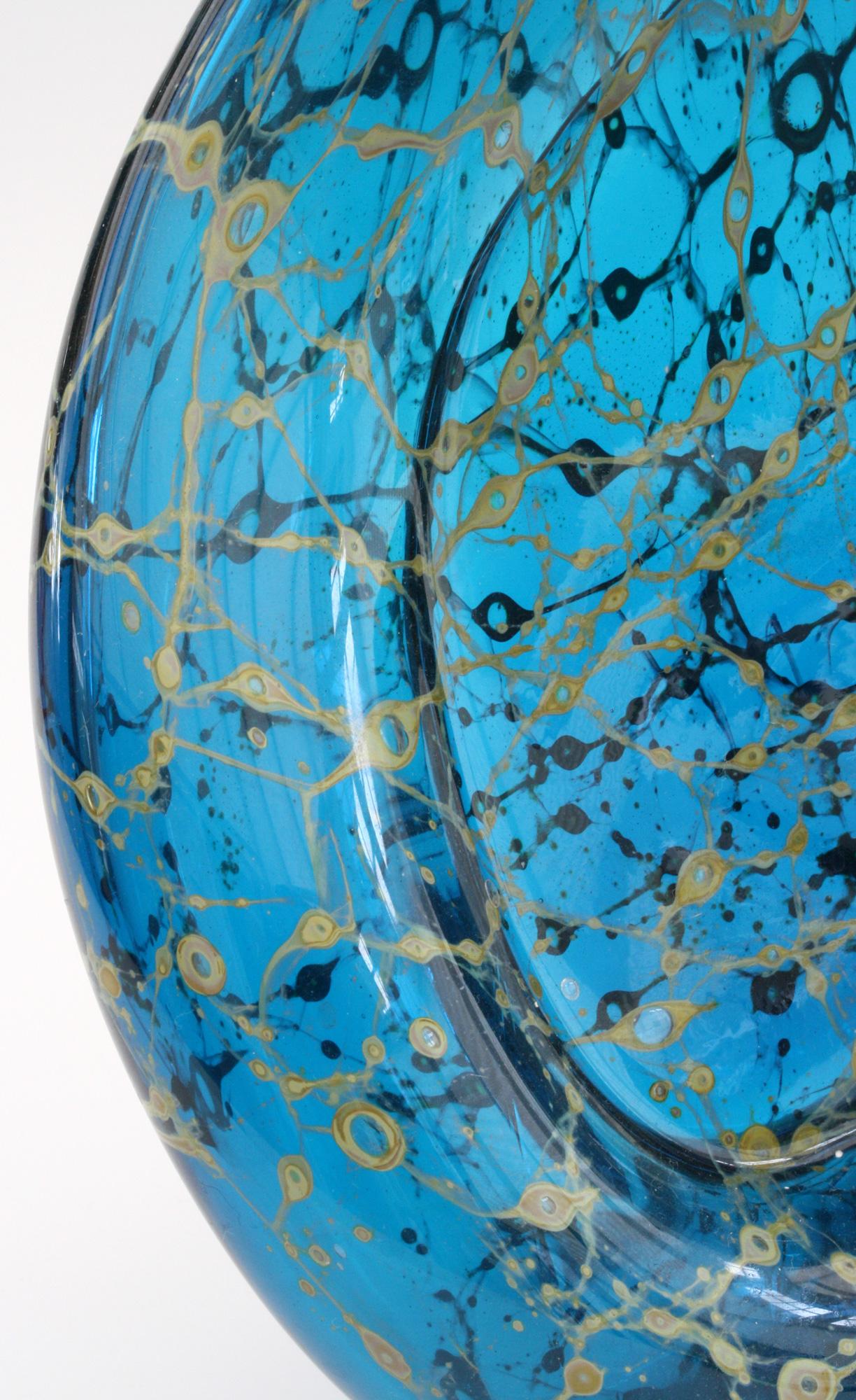Maltese Michael Harris for Mdina Glass Wave Shape Bottle Vase, Dated 1974