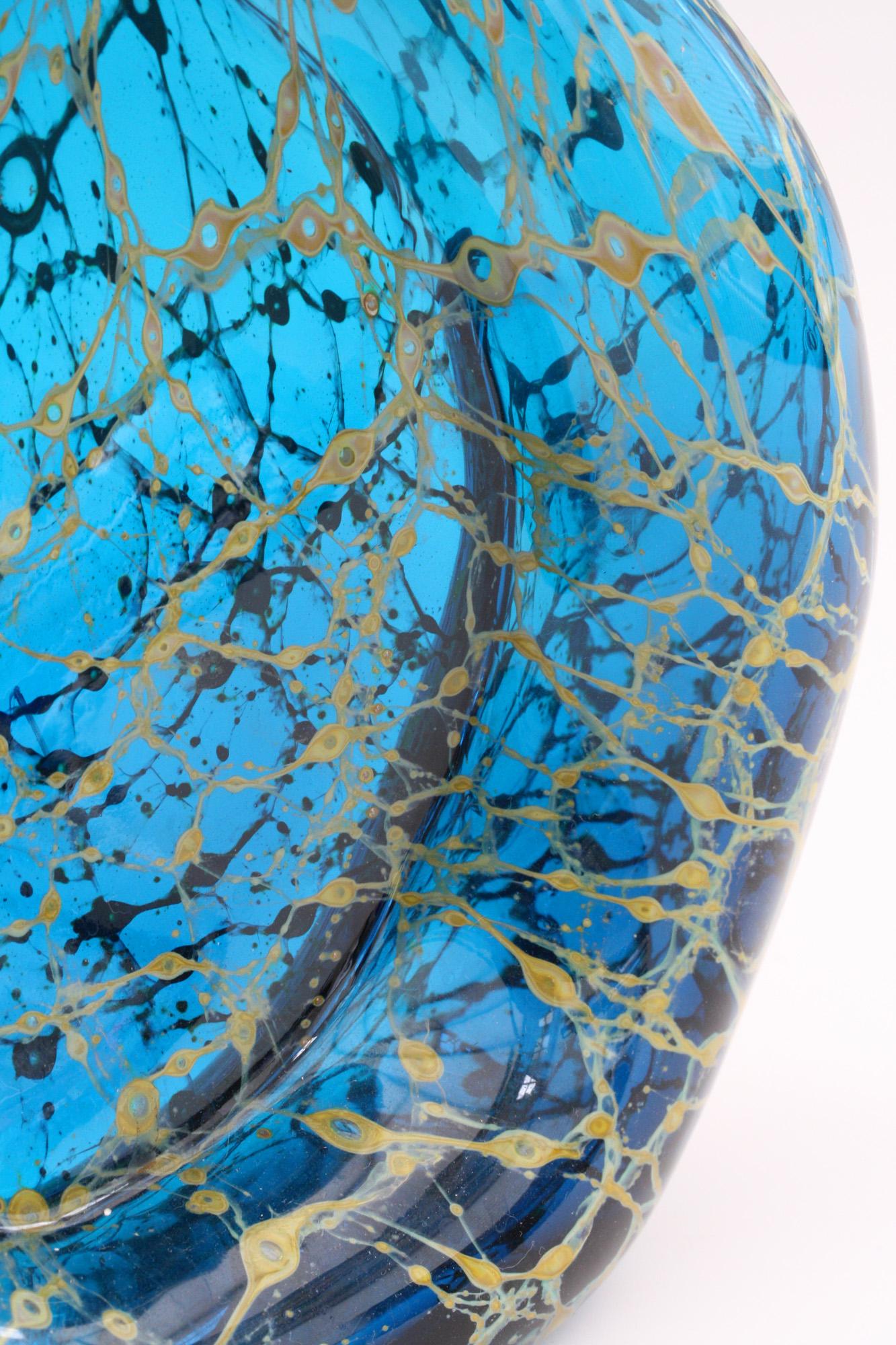Hand-Crafted Michael Harris for Mdina Glass Wave Shape Bottle Vase, Dated 1974