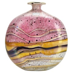 Vintage Michael Harris Gozo Malta Art Glass Vase Iridescent Finish Studio Masterpiece