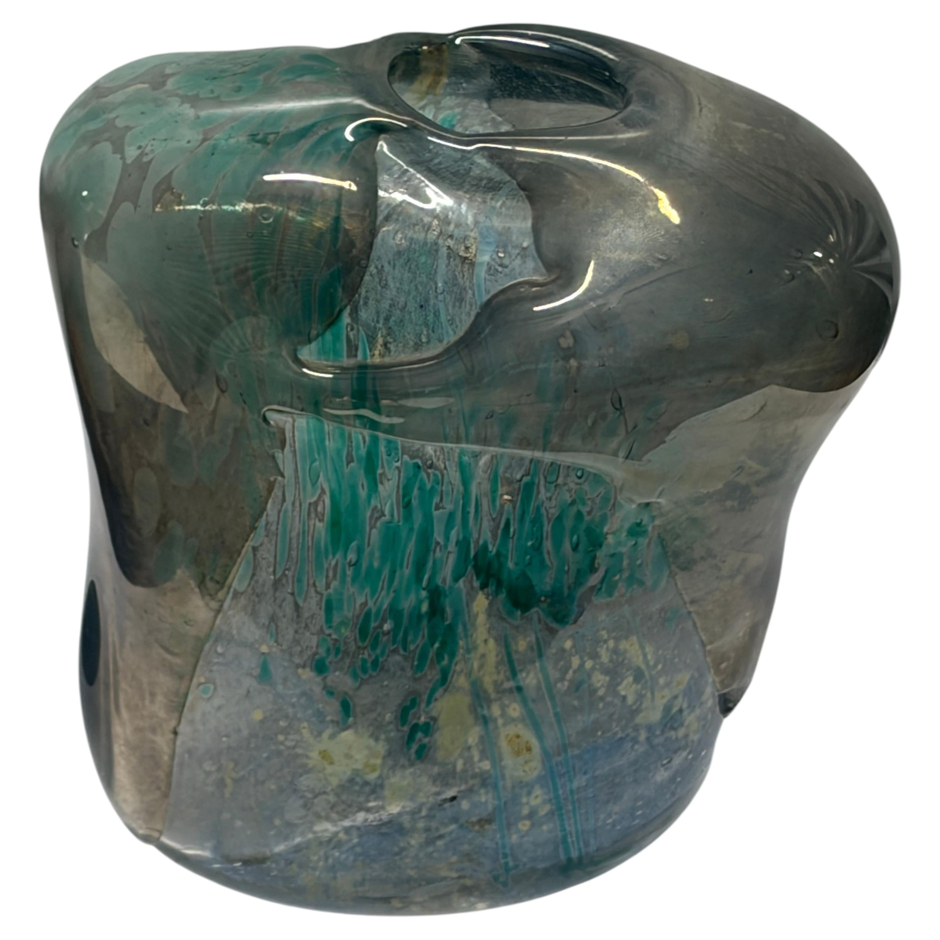 Signed Michael Harris, Isle of Wight Studio Glass Vase, 1980, Signed and Dated