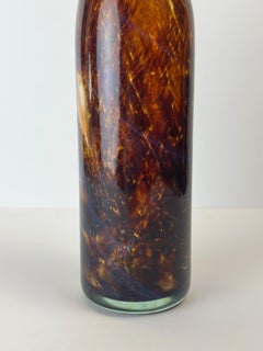 Vaso a bottiglia in vetro di Michael Harris Mdina Glass, ambra tartarugata, Malta