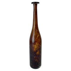 Vaso a bottiglia in vetro di Michael Harris Mdina Glass, ambra tartarugata, Malta
