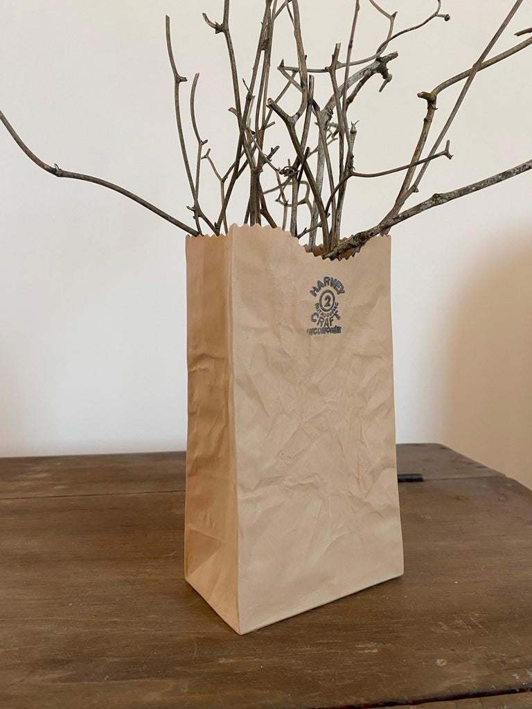 Michael Harvey Ceramic Brown Paper Bag Pop Art Sculpture, 1970s