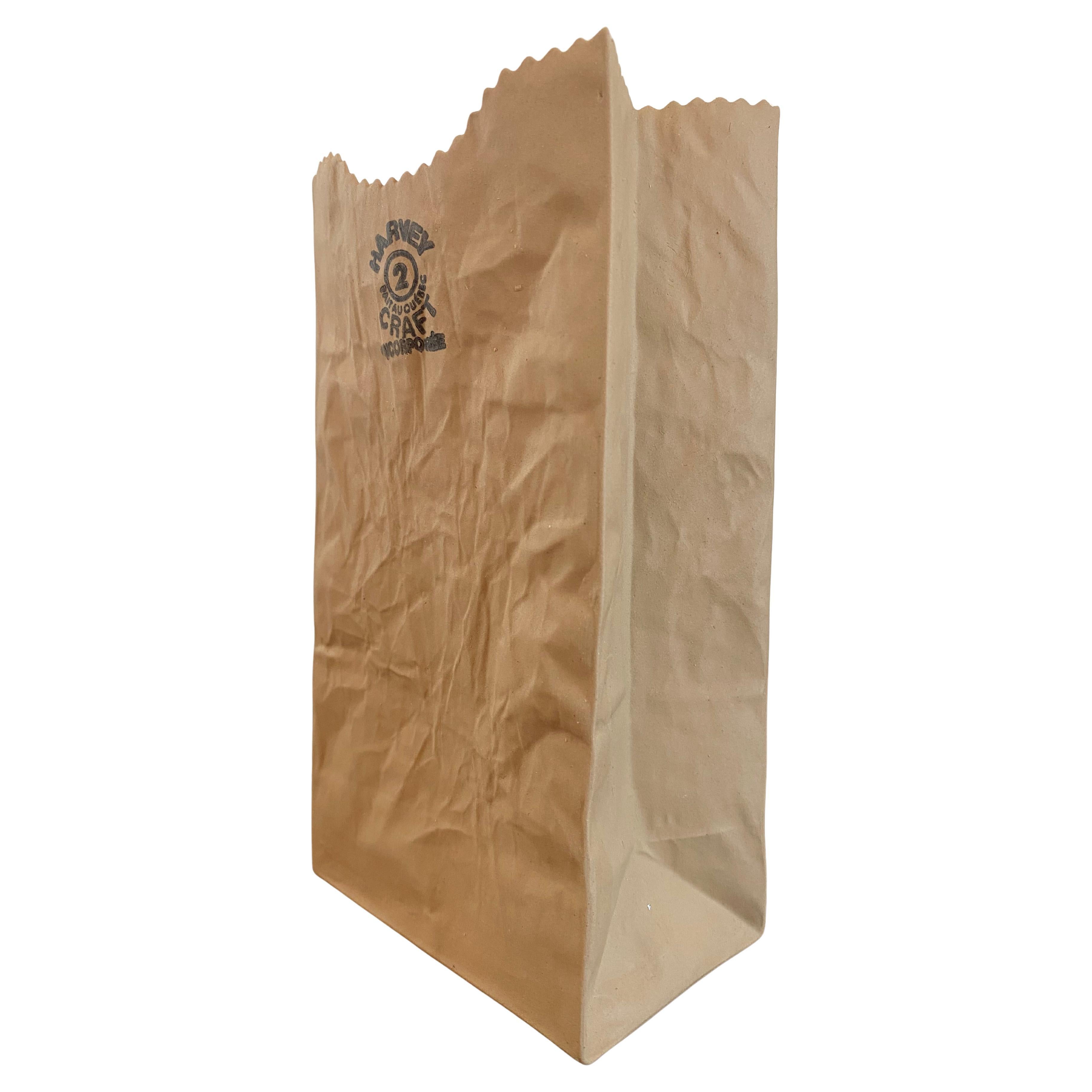 Michael Harvey Ceramic Brown Paper Bag Pop Art Sculpture, 1970s (Canada)