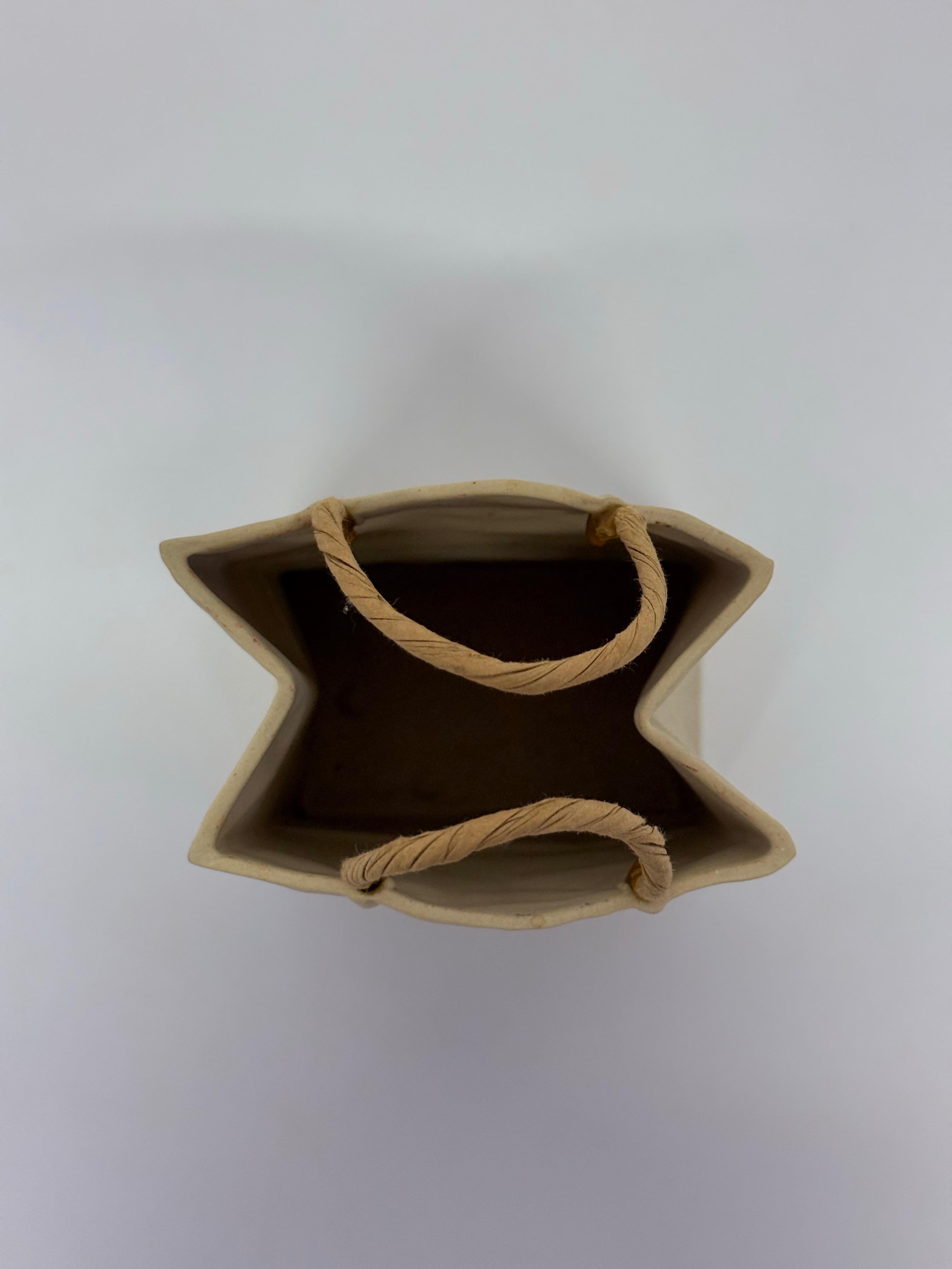 Michael Harvey Ceramic Brown Paper Bag with Handles Pop Art Sculpture, 1970s For Sale 4