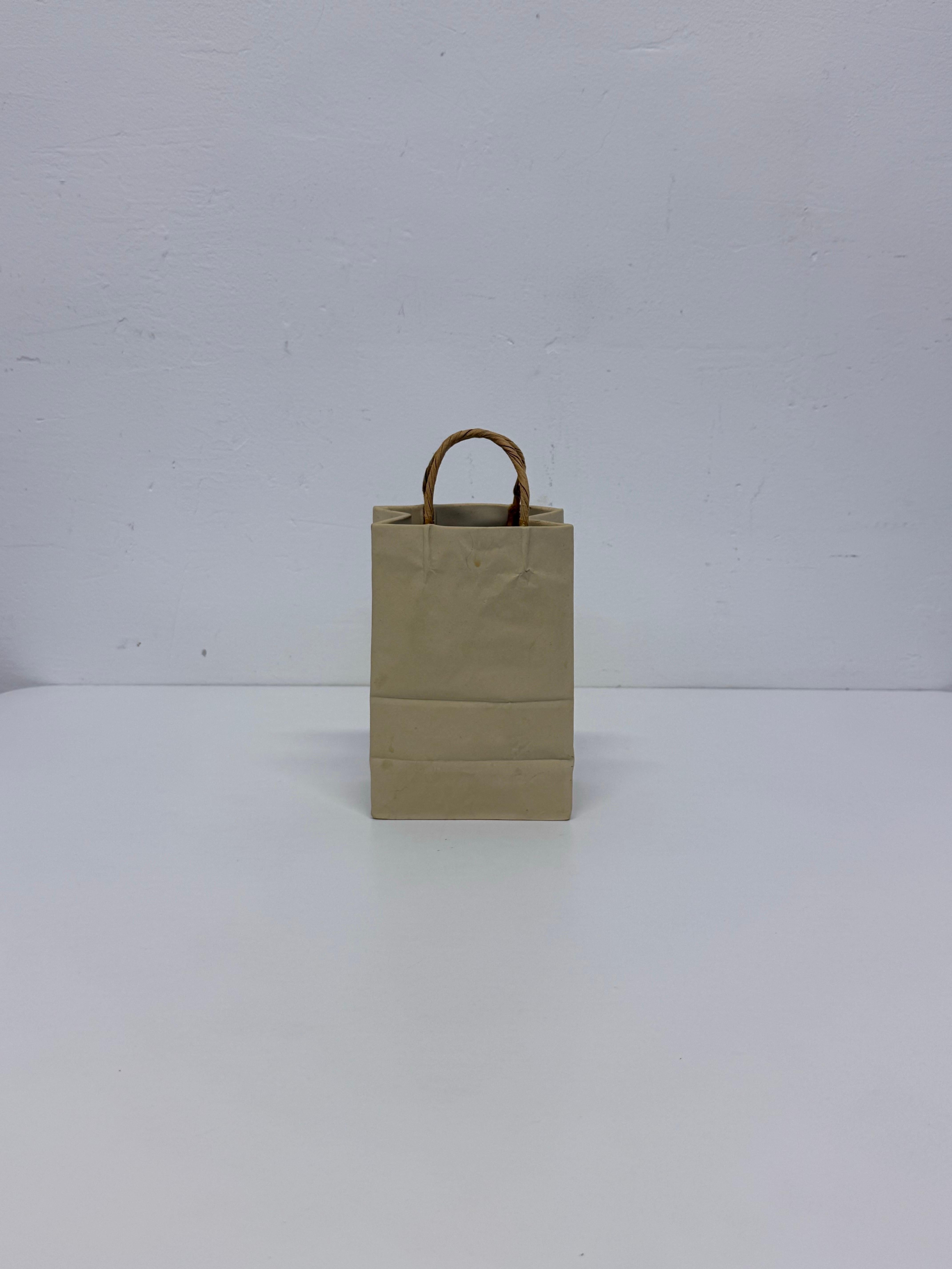 Authentic pop art brown paper bag sculpture with twine handles by Michael Harvey of Canada circa 1970s.
