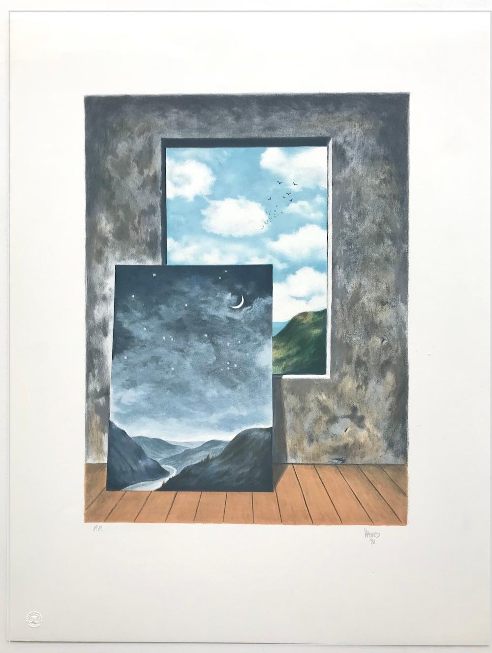 RANDOM SELECTION 2, Hand Drawn Lithograph, Surrealist Landscape, Window View For Sale 3
