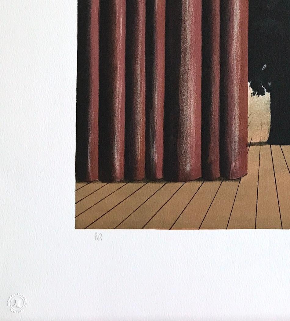 LA ATRACCIÓN PRINCIPAL Litografía dibujada a mano, Surrealista, Luna, Árbol en escena en venta 4