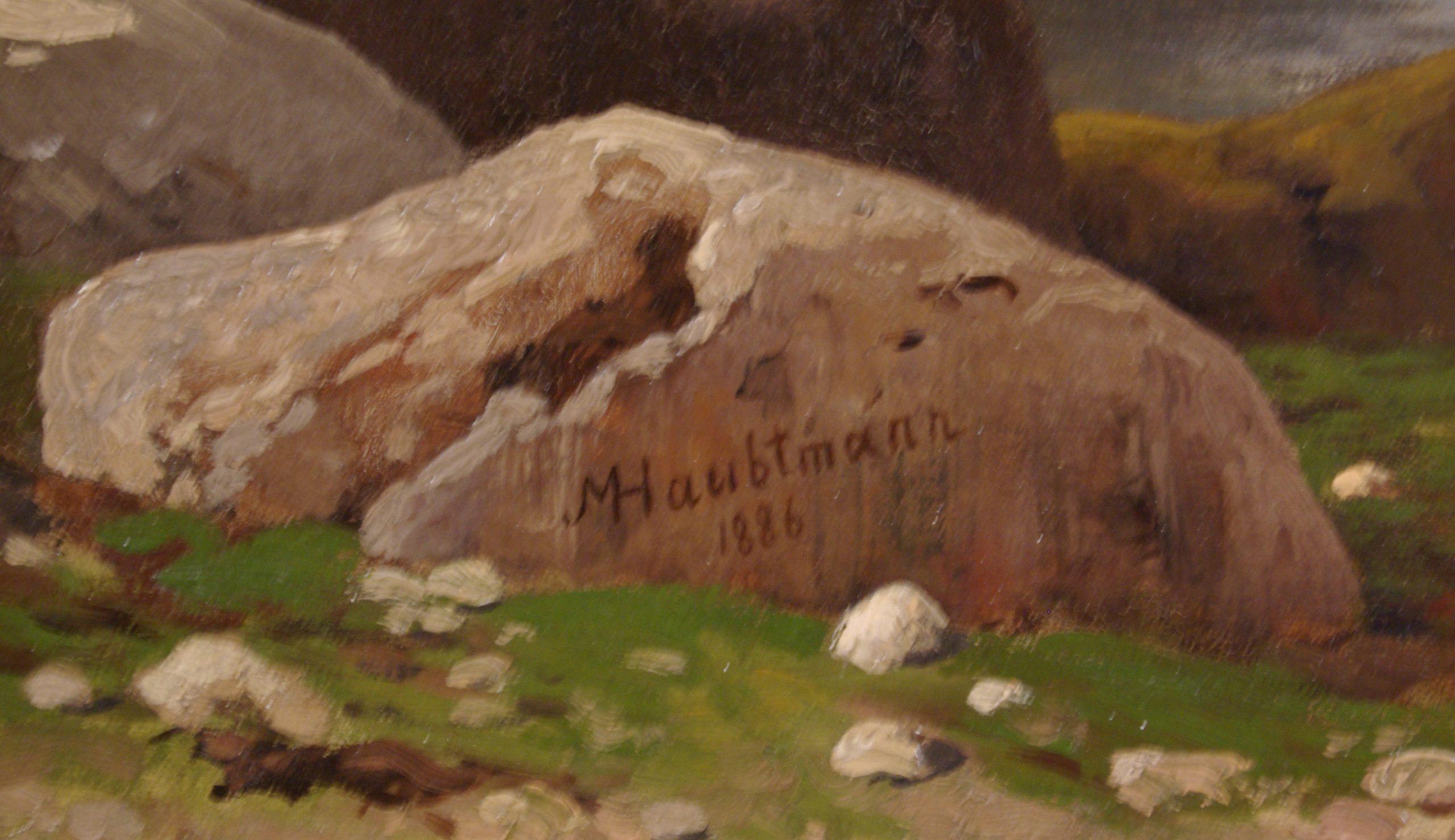 Nordkap, Norwegen                                                                    
Öl auf Leinwand :26 x 39 Zoll. Rahmen:35 x 48 Zoll. Signiert und datiert München 1886.

Michael Haubtmann war in der Tschechischen Republik und in Deutschland