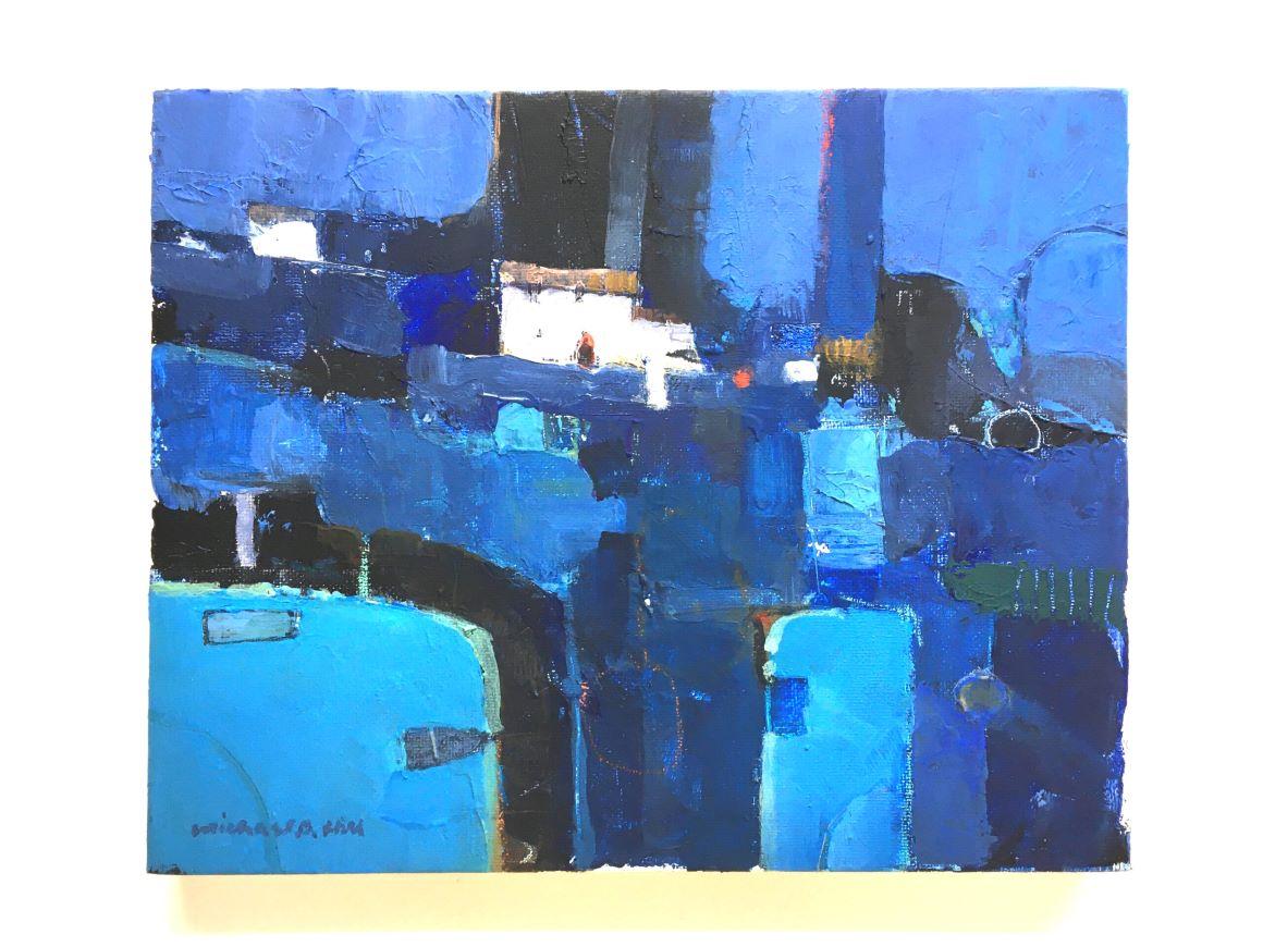 Blue Moorings - Tiere, Gemälde, Natur, Landschaft, Bauernhof, Acryl (Zeitgenössisch), Painting, von Michael Hill 