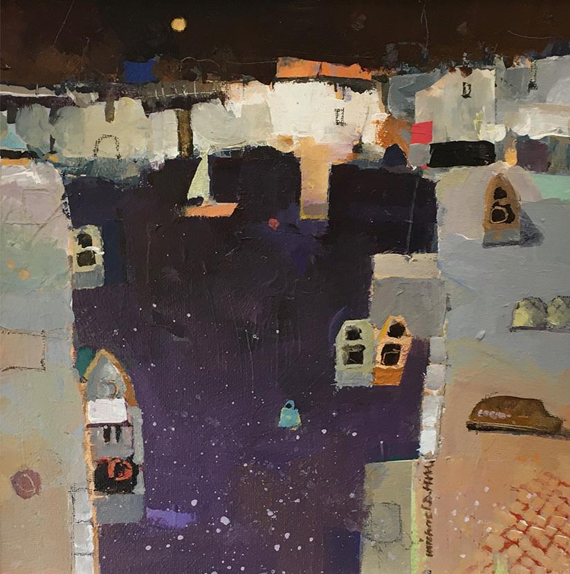 Michael Hill  Landscape Painting - Harbour By Night