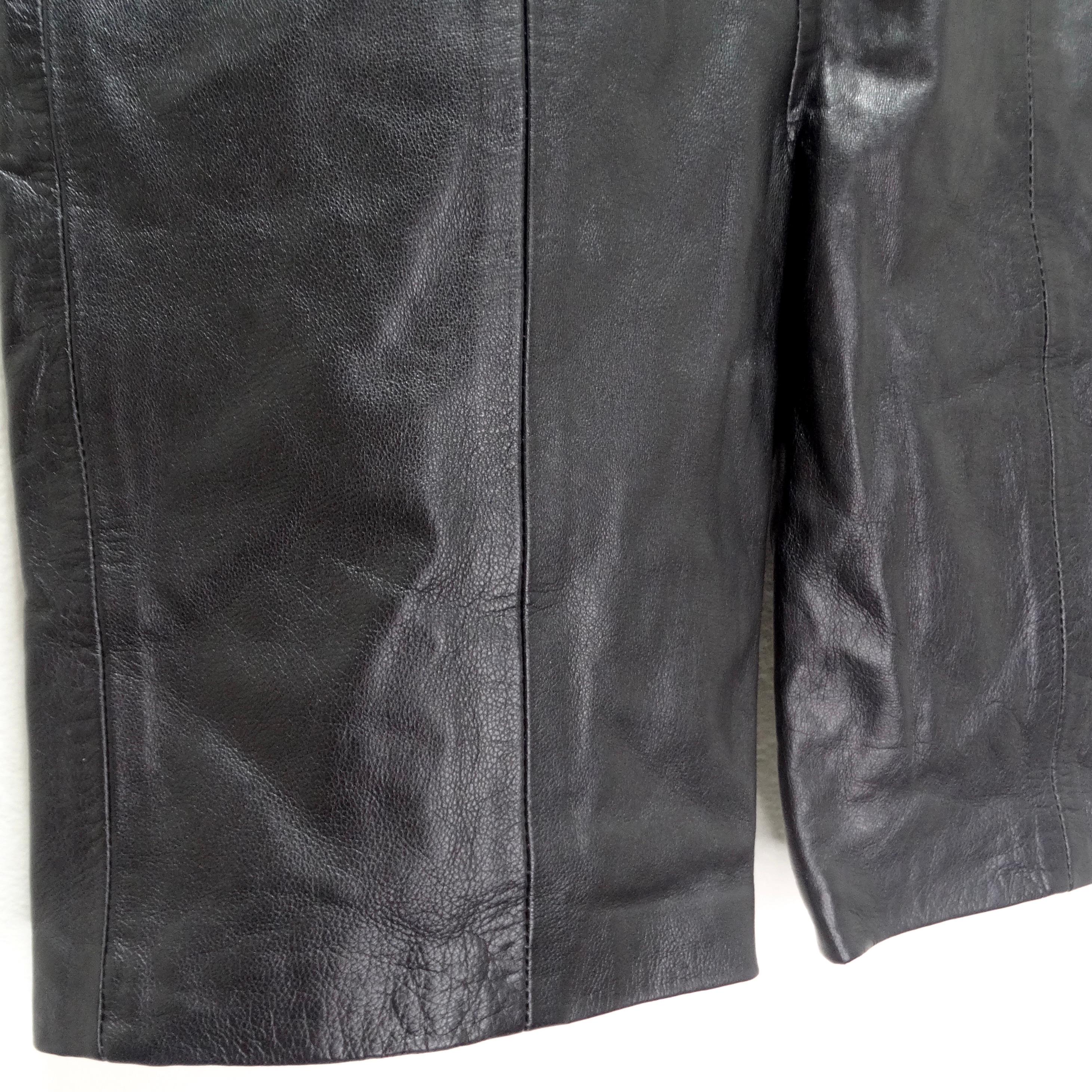 Michael Hoban 1980s Black Leather Biker Shorts In Excellent Condition For Sale In Scottsdale, AZ