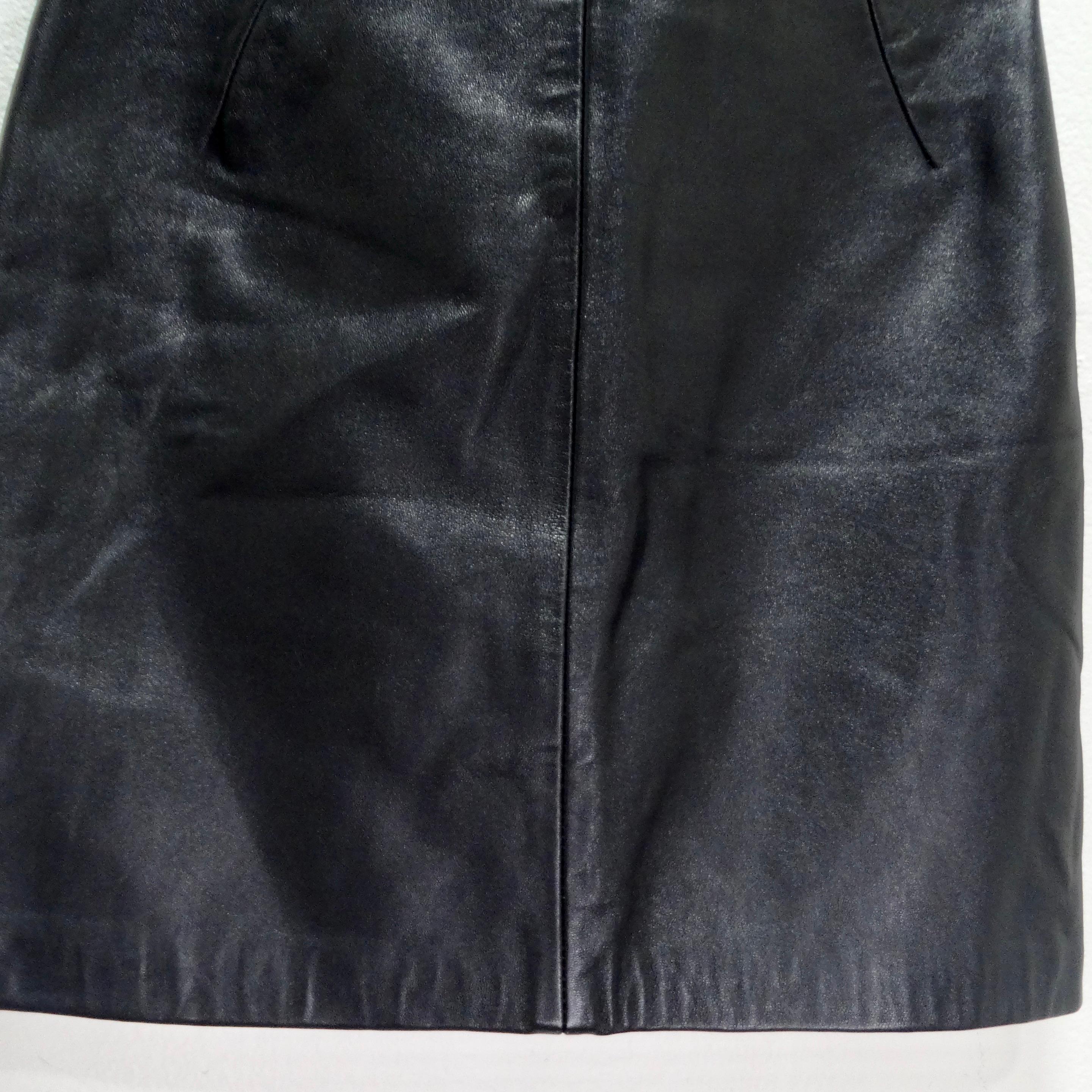 Michael Hoban 1980s Black Leather Mini Skirt In Excellent Condition For Sale In Scottsdale, AZ